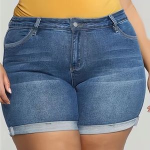 Women’s Button Fly High Rise Denim Stretch Shorts- NWOT- 2XL
